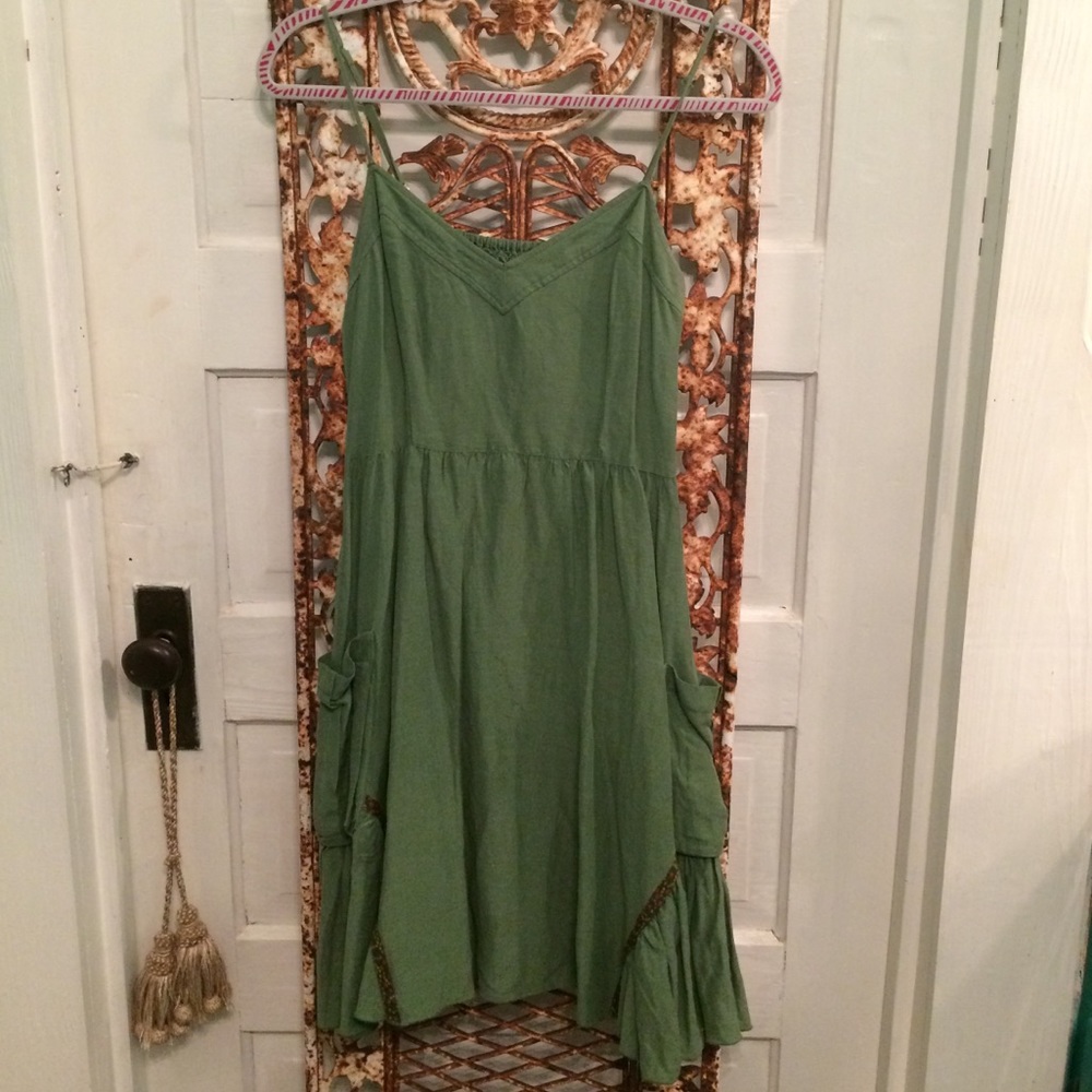 Free people green dress with pockets